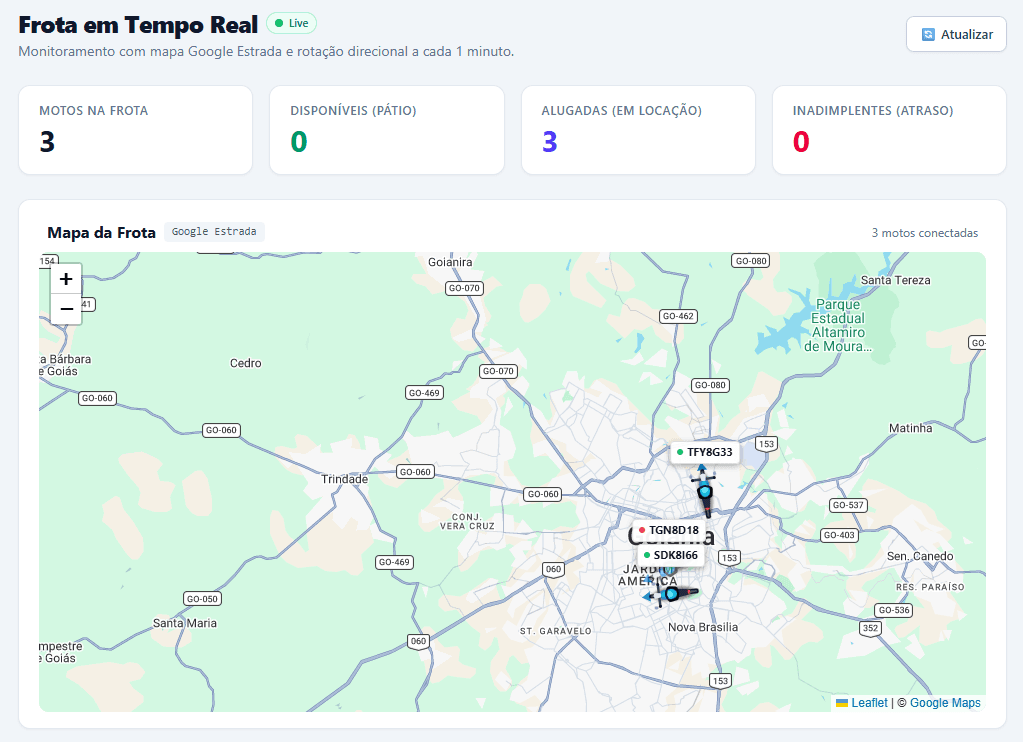 Mapa da Frota em Tempo Real do Vrum